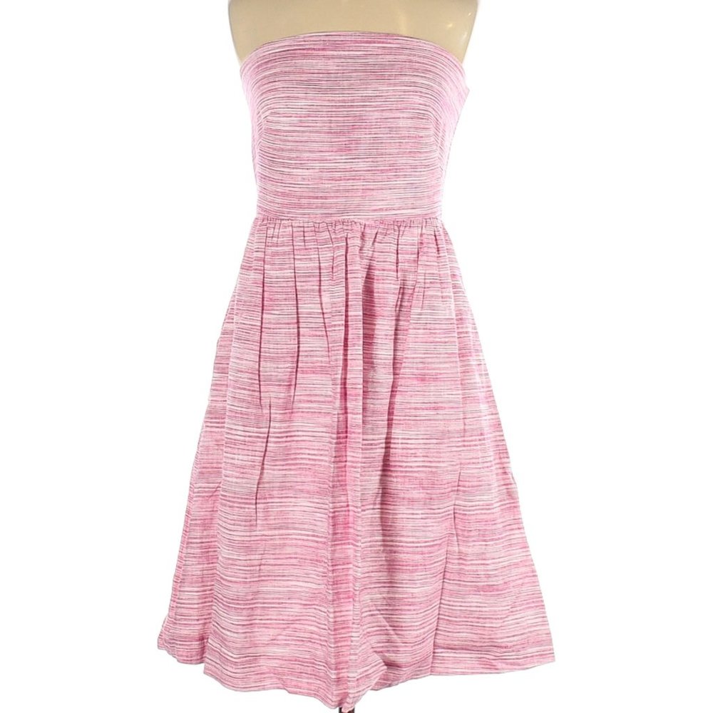 Banana Republic Pink White Strapless Dress Linen